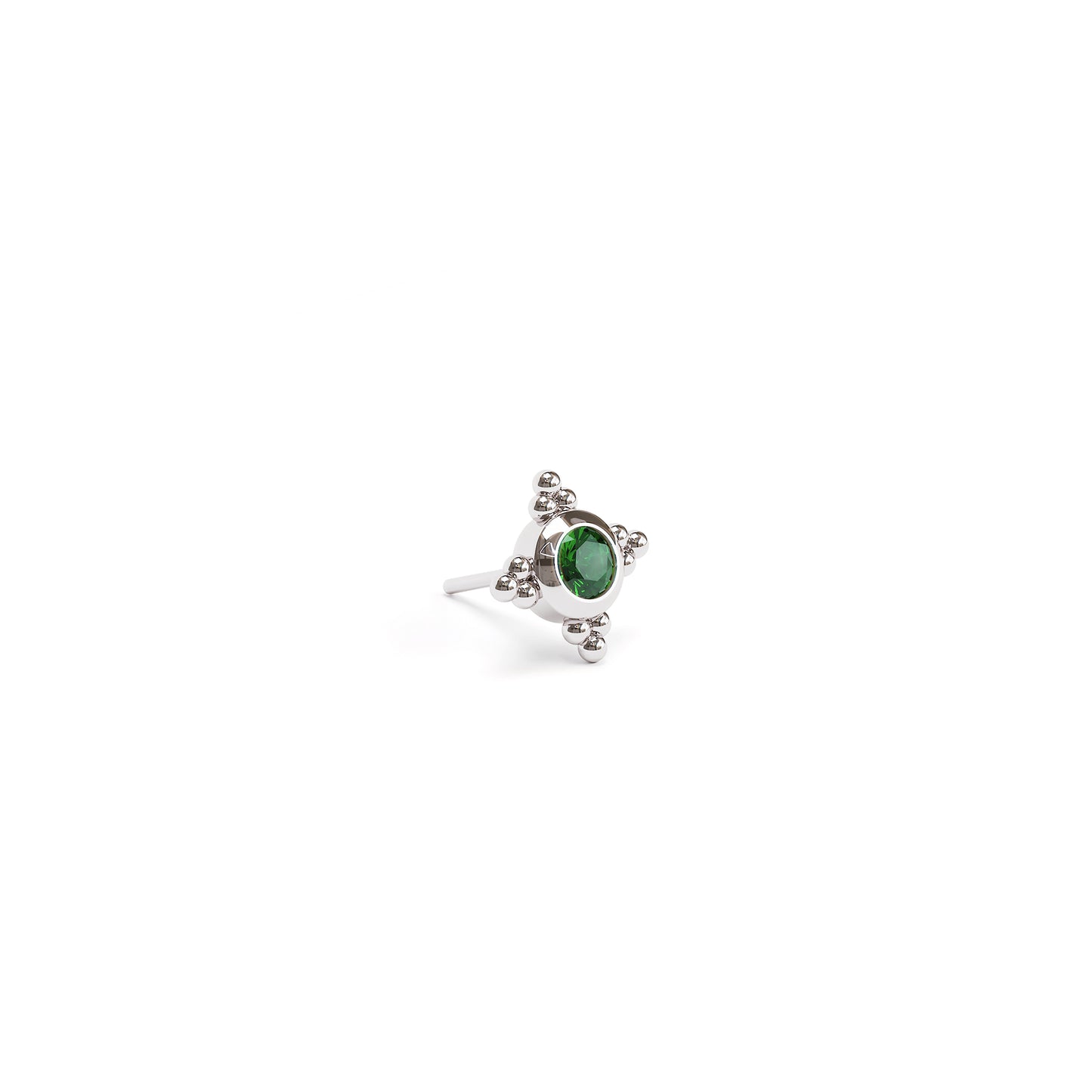 Tiny 14K Gold Emerald Beaded Threadless End