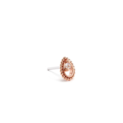 14K Gold Diamond Beaded Teardrop Threadless End