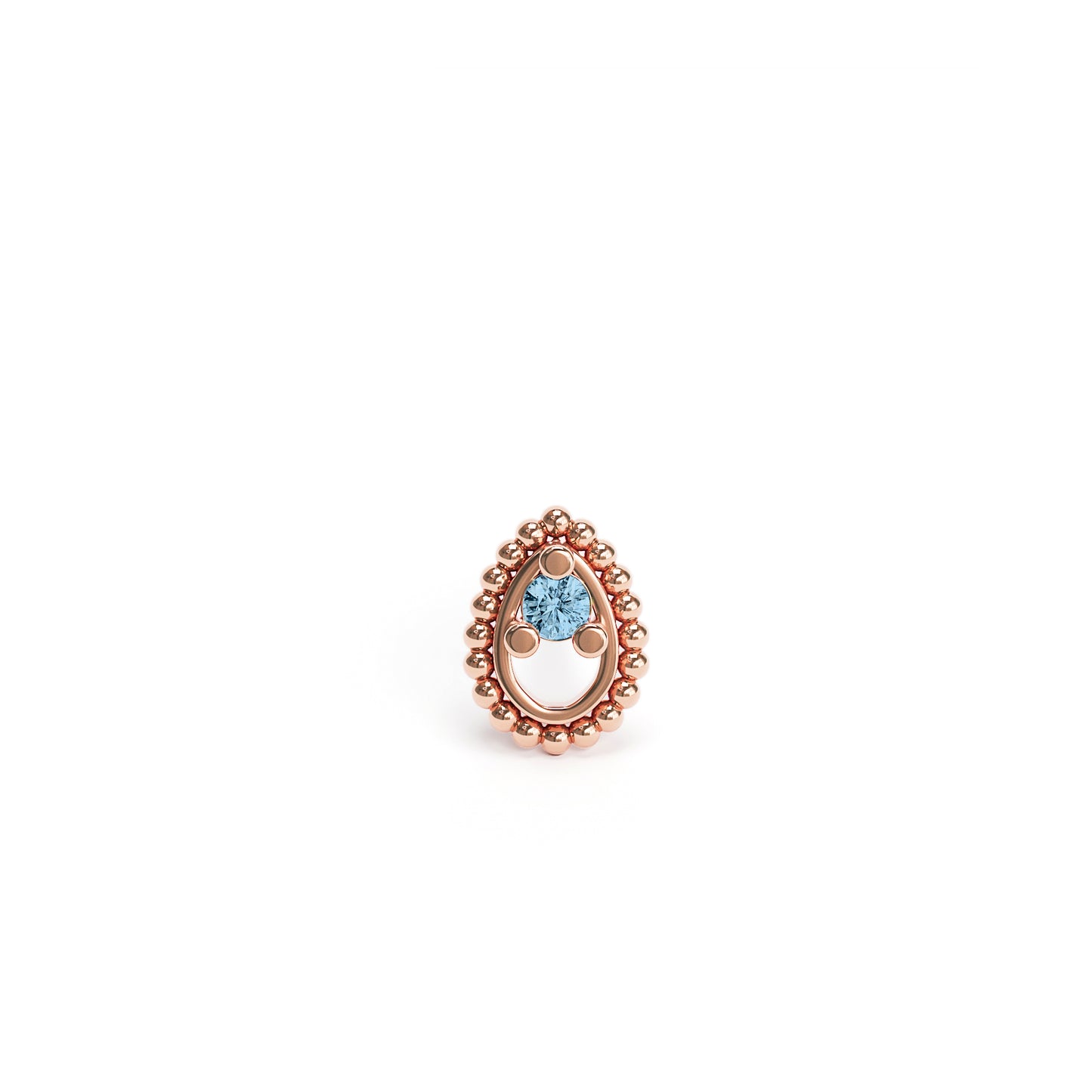 14K Gold Blue Topaz Beaded Teardrop Threadless End