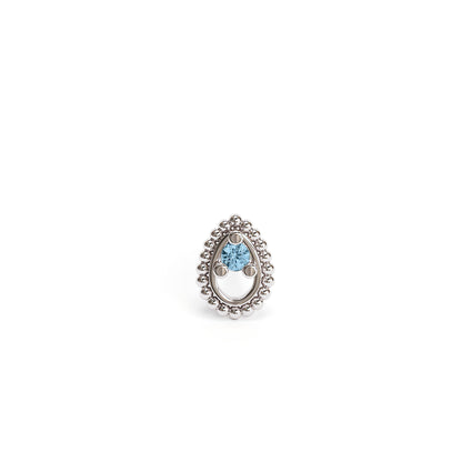 14K Gold Blue Topaz Beaded Teardrop Threadless End