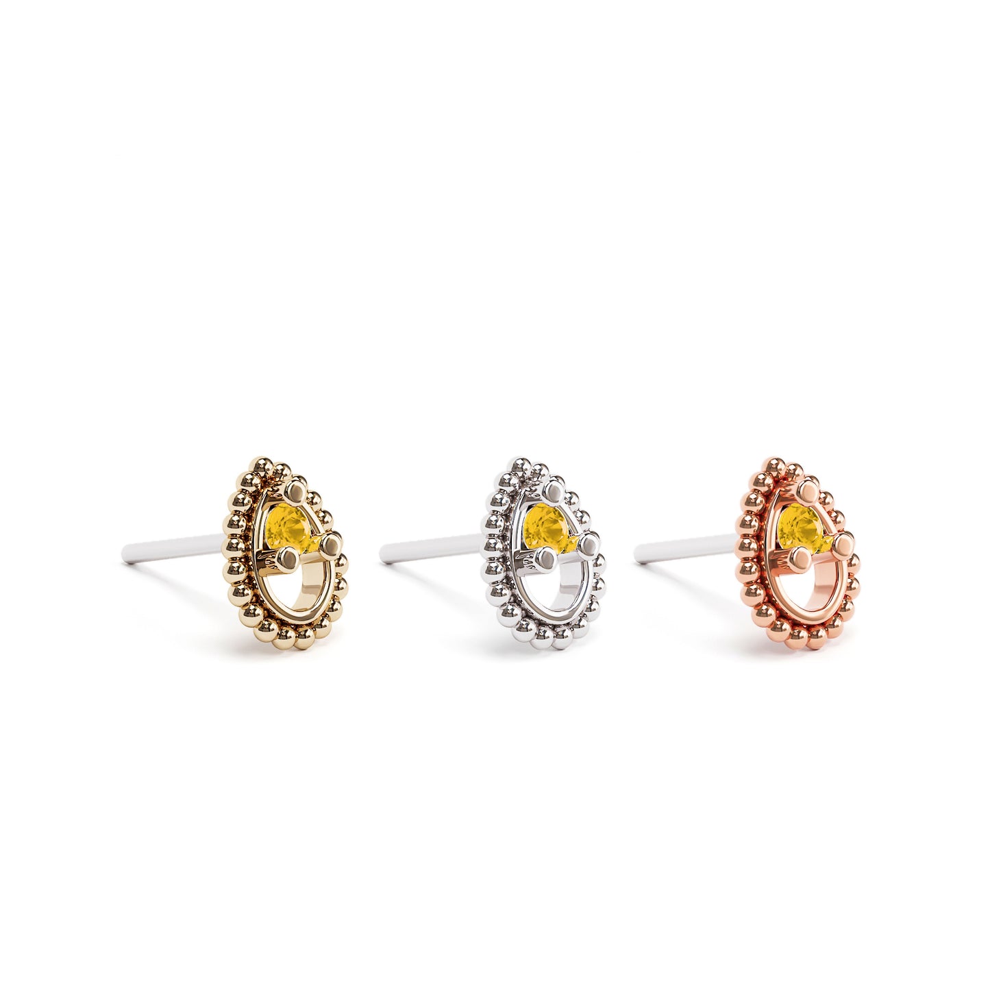 14K Gold Citrine Beaded Teardrop Threadless End
