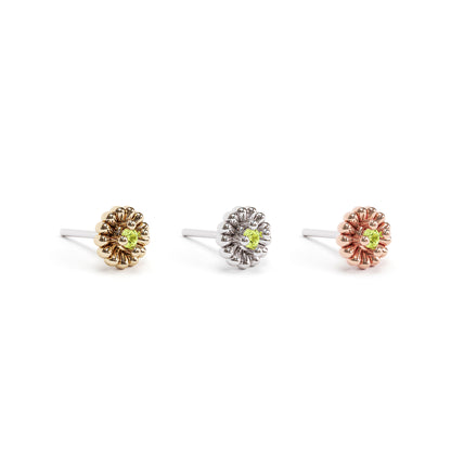 14K Gold Peridot Abstract Floral Threadless End