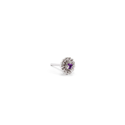14K Gold Amethyst Abstract Floral Threadless End