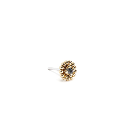 14K Gold Black Diamond Abstract Floral Threadless End