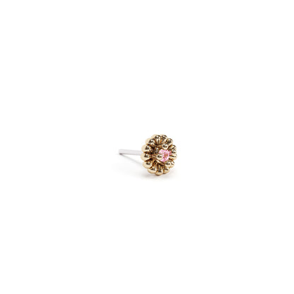 14K Gold Pink Tourmaline Abstract Floral Threadless End