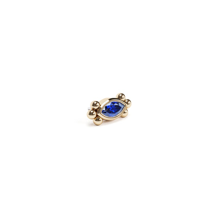 14K Gold Marquise Sapphire Beaded Threadless End