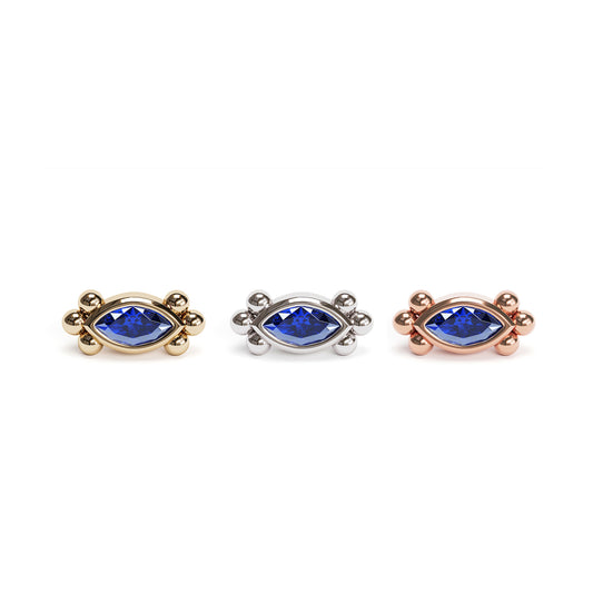 14K Gold Marquise Sapphire Beaded Threadless End