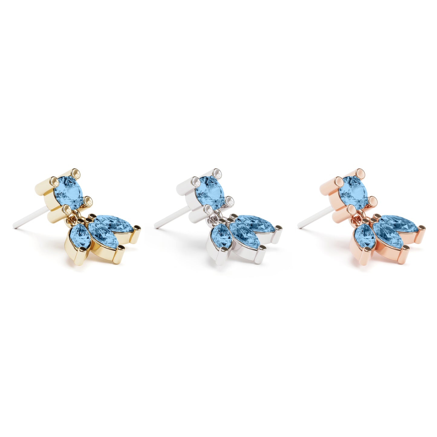 14K Gold Marquise Blue Topaz Lotus Dangle Threadless End