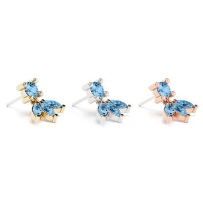 14K Gold Marquise Blue Topaz Lotus Dangle Threadless End