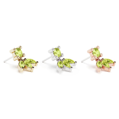 14K Gold Marquise Peridot Lotus Dangle Threadless End