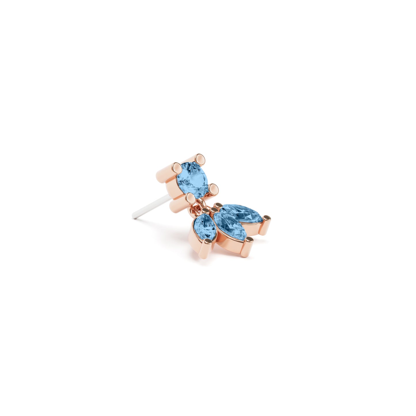 14K Gold Marquise Blue Topaz Lotus Dangle Threadless End
