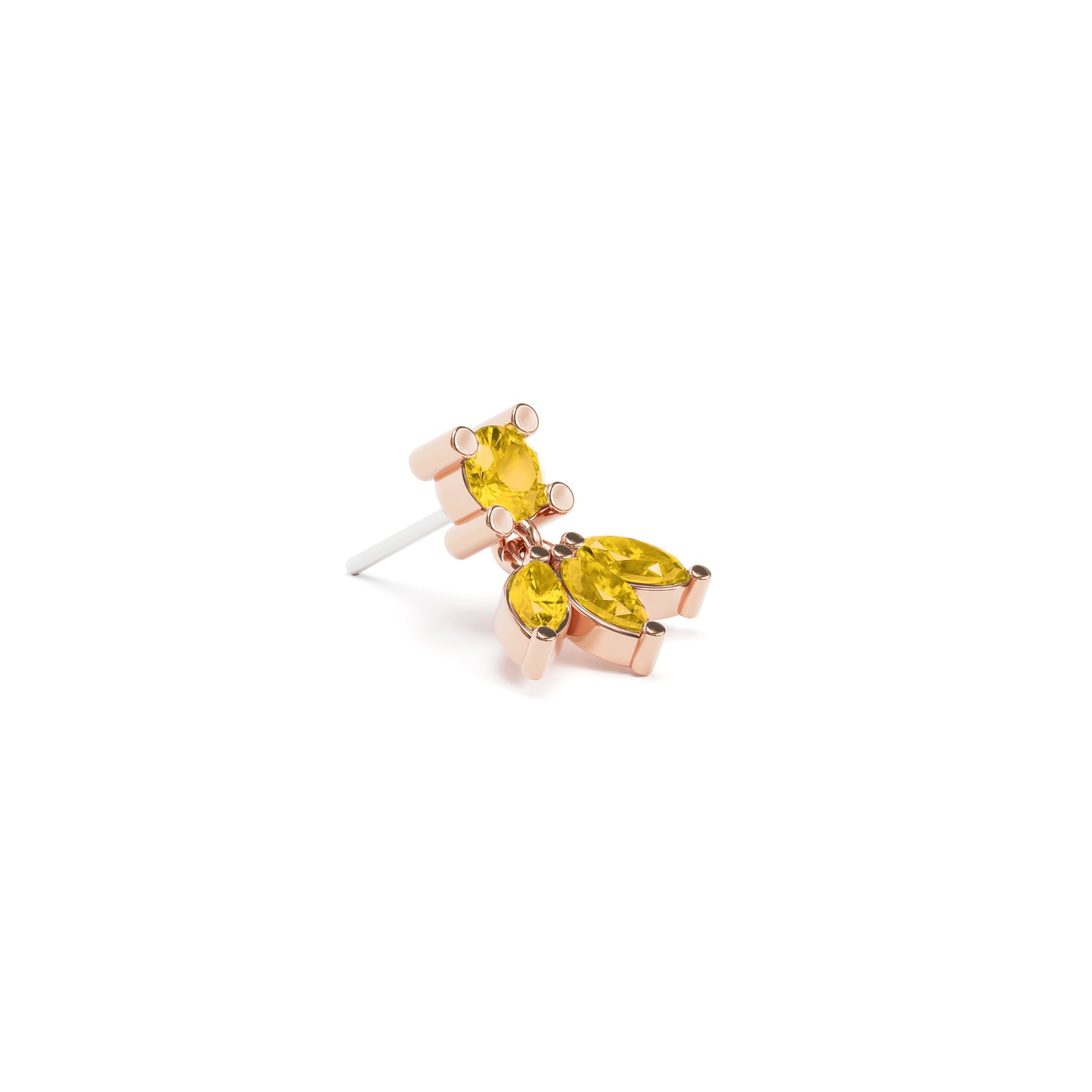 14K Gold Marquise Citrine Lotus Dangle Threadless End