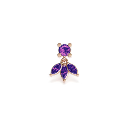 14K Gold Marquise Amethyst Lotus Dangle Threadless End