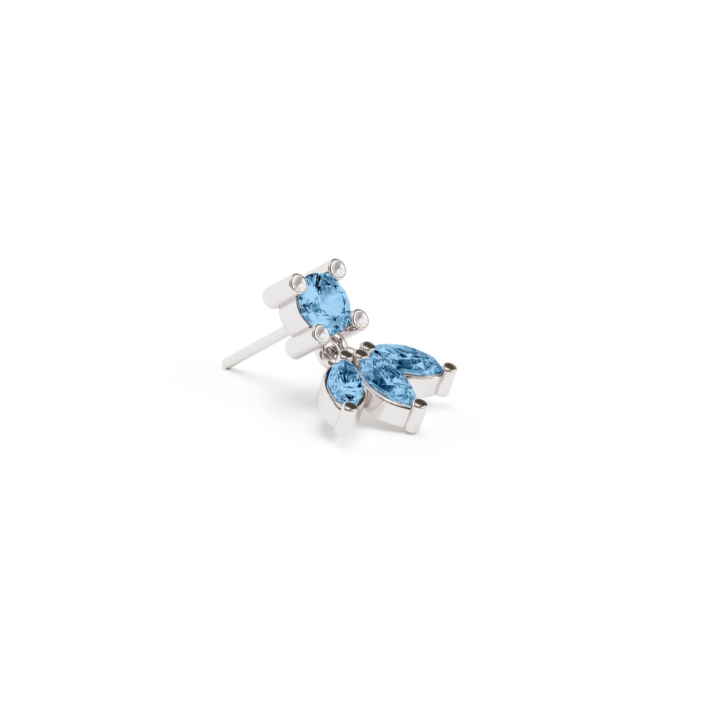 14K Gold Marquise Blue Topaz Lotus Dangle Threadless End