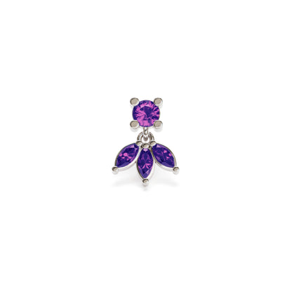 14K Gold Marquise Amethyst Lotus Dangle Threadless End
