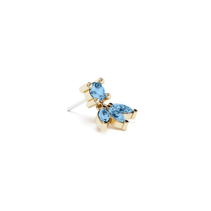 14K Gold Marquise Blue Topaz Lotus Dangle Threadless End