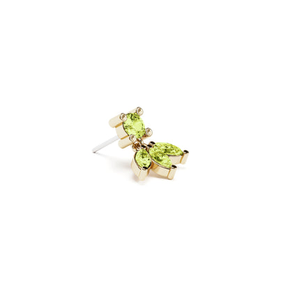 14K Gold Marquise Peridot Lotus Dangle Threadless End