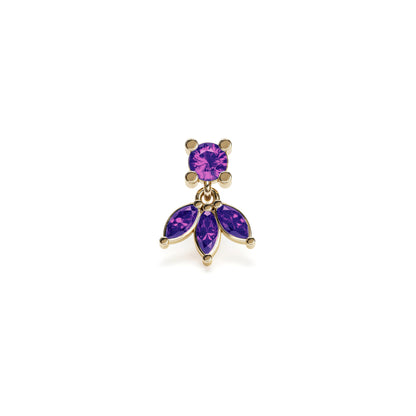 14K Gold Marquise Amethyst Lotus Dangle Threadless End