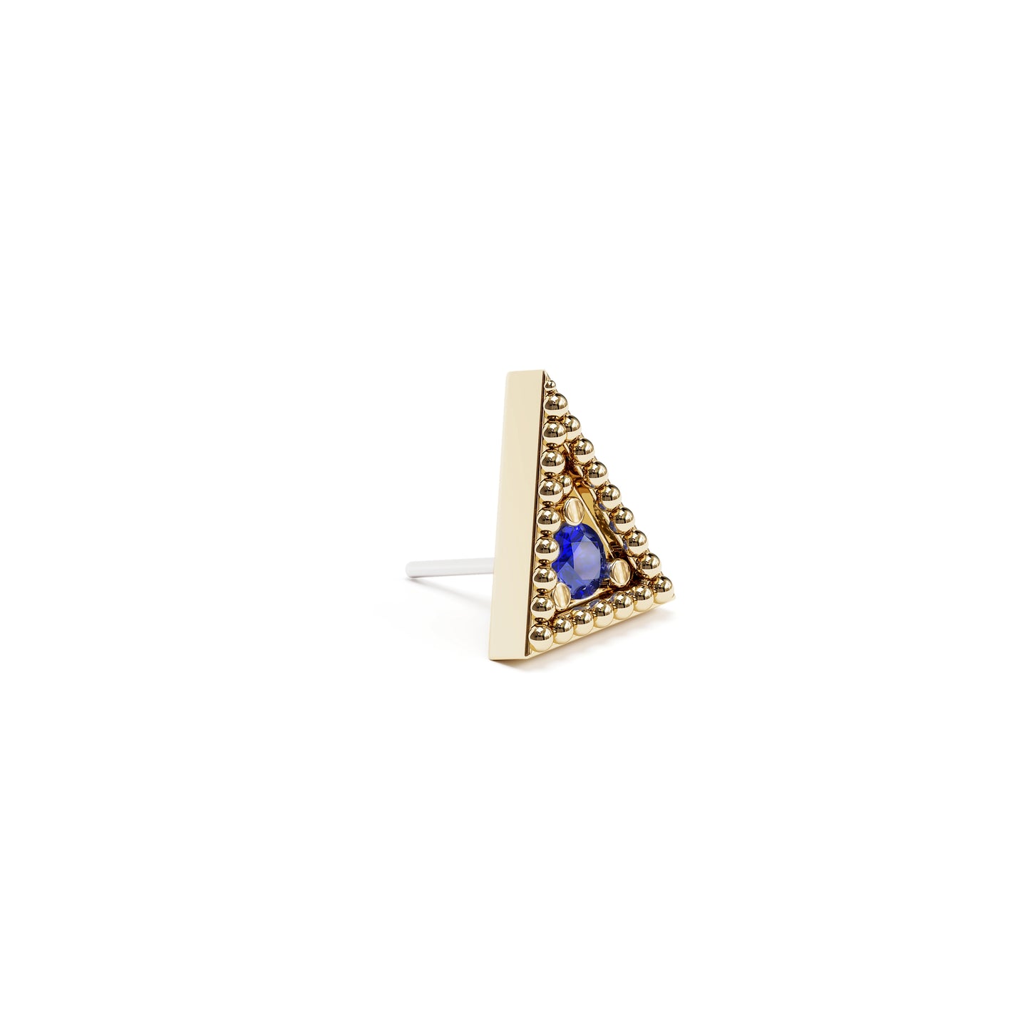 14K Gold Sapphire Granule Triangle Threadless End