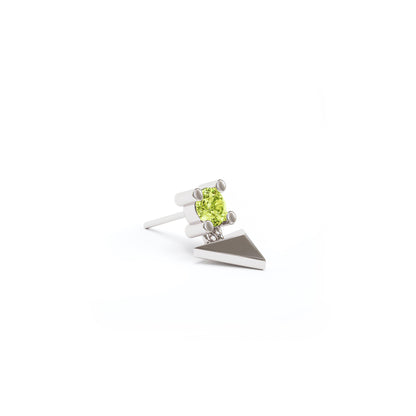 14K Gold Peridot Pyramid Dangle Threadless End