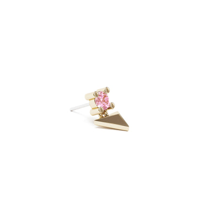 14K Gold Pink Tourmaline Pyramid Dangle Threadless End
