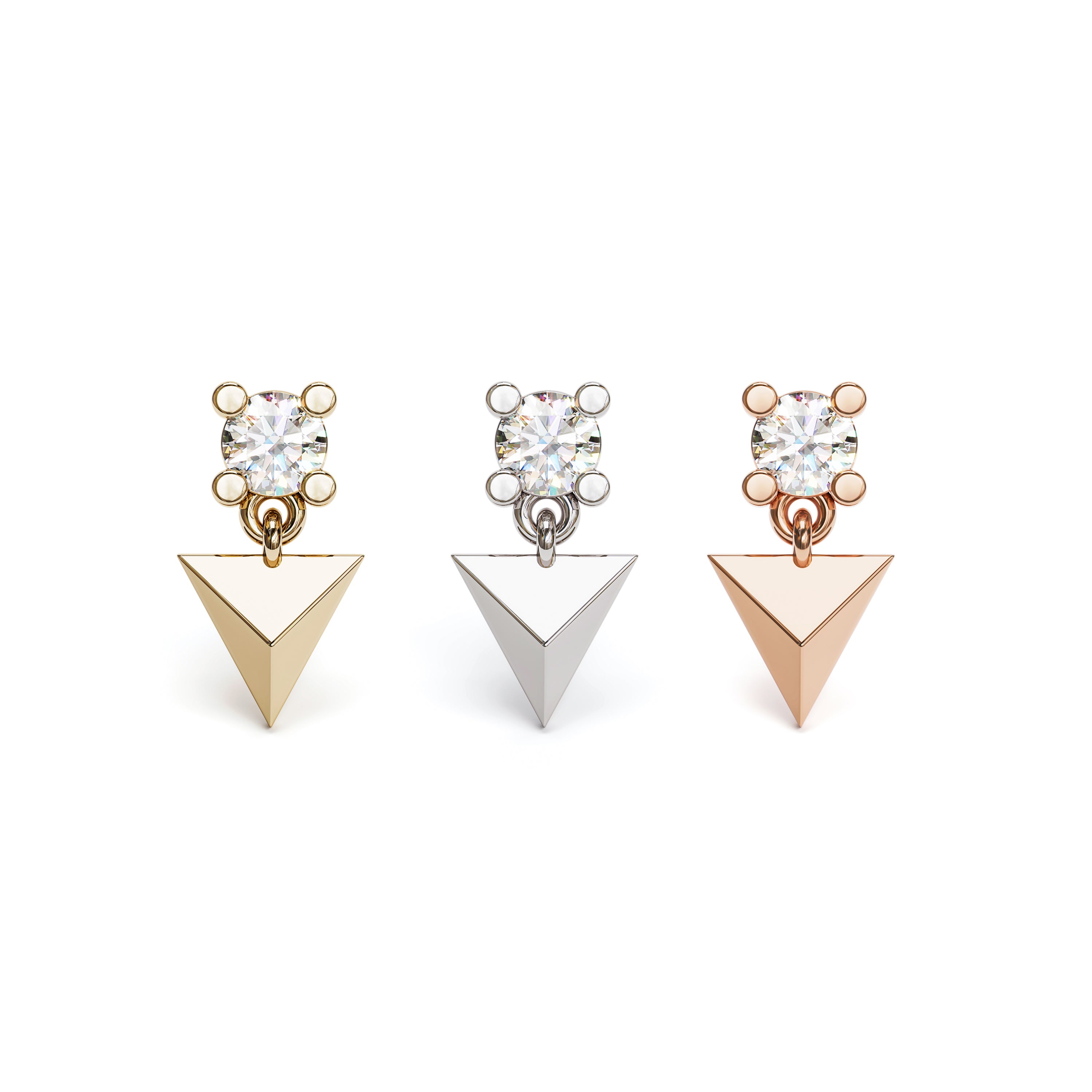 14K Gold Diamond Pyramid Dangle Threadless End – Umanative