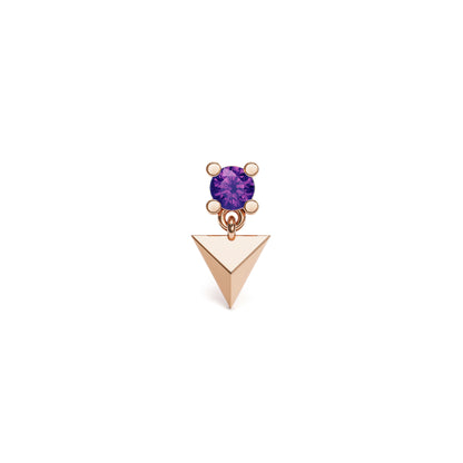 14K Gold Amethyst Pyramid Dangle Threadless End