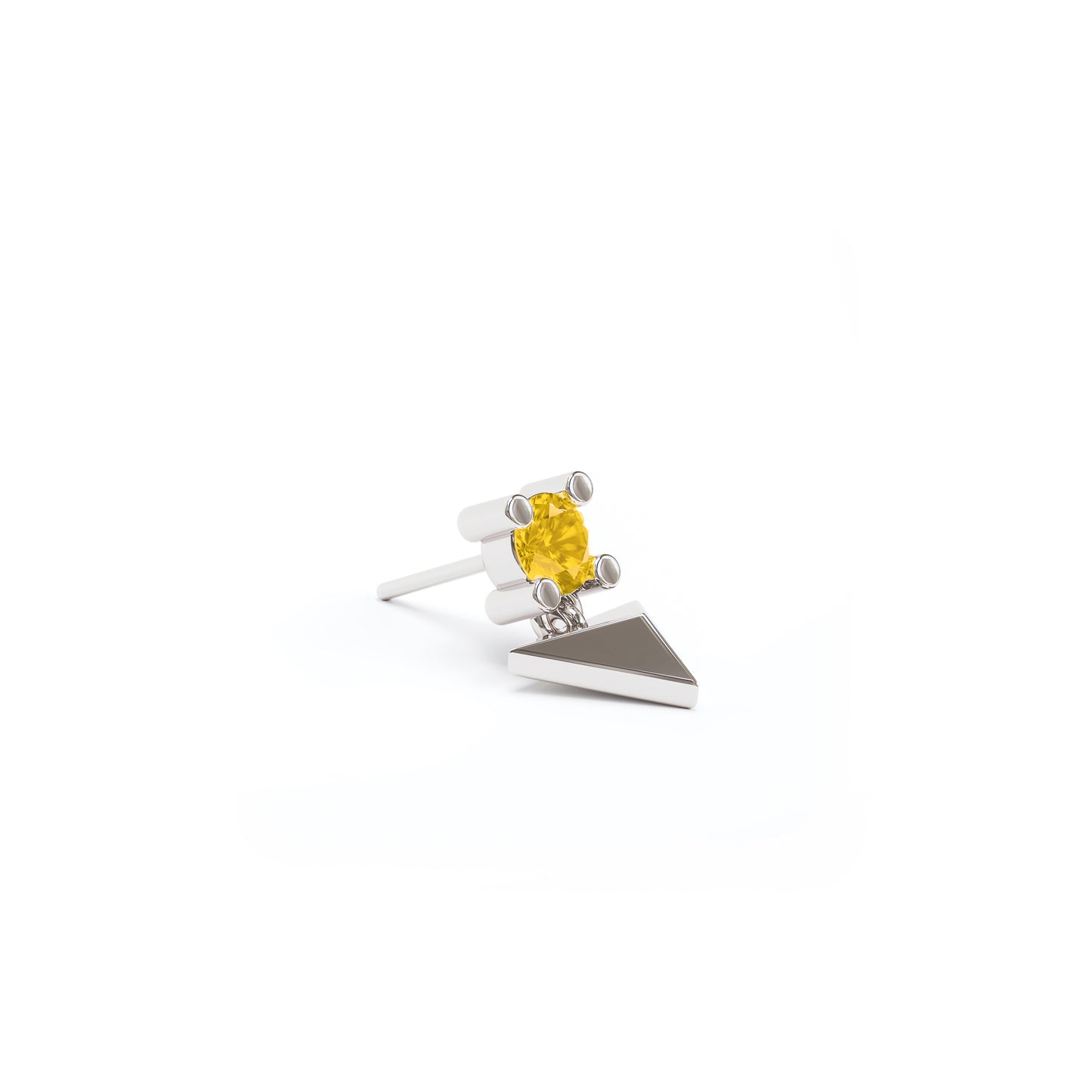 14K Gold Citrine Pyramid Dangle Threadless End