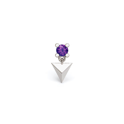 14K Gold Amethyst Pyramid Dangle Threadless End