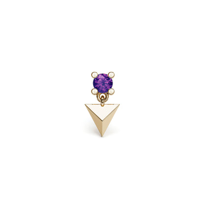14K Gold Amethyst Pyramid Dangle Threadless End