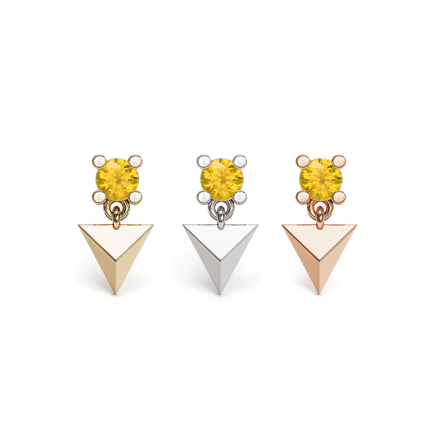 14K Gold Citrine Pyramid Dangle Threadless End