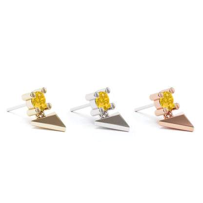 14K Gold Citrine Pyramid Dangle Threadless End