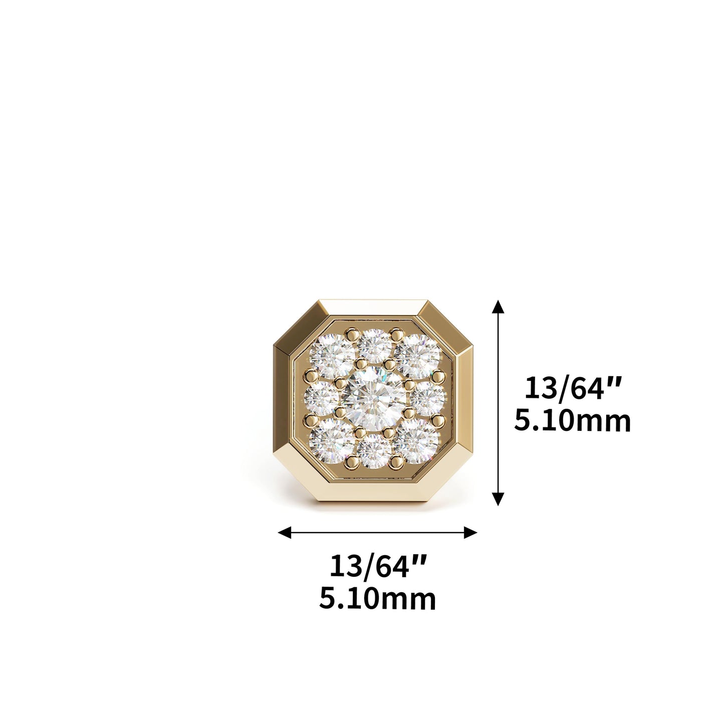 14K Gold Diamond Octagon Threadless End