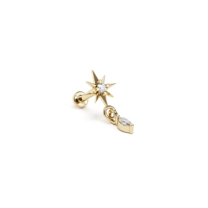 14K Gold Marquise Diamond Starburst Dangle Stud