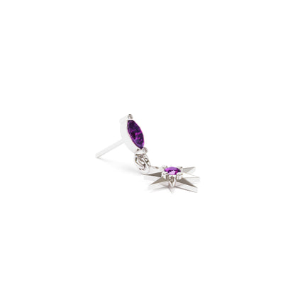 14K Gold Amethyst Starburst Dangle Threadless End