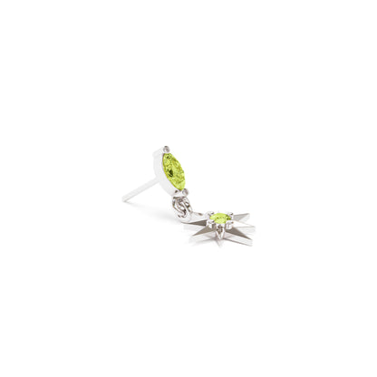 14K Gold Peridot Starburst Dangle Threadless End
