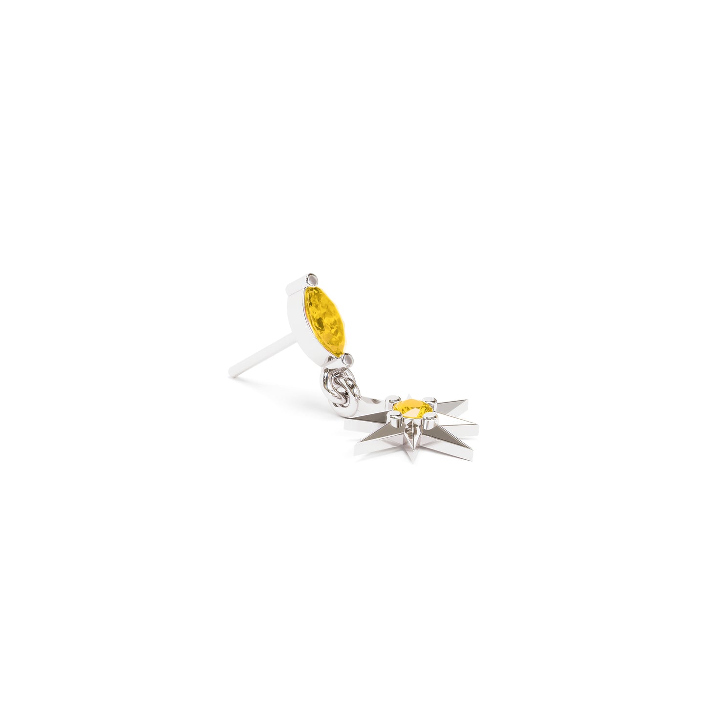 14K Gold Citrine Starburst Dangle Threadless End