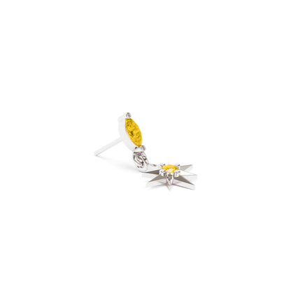 14K Gold Citrine Starburst Dangle Threadless End