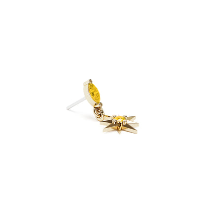 14K Gold Citrine Starburst Dangle Threadless End