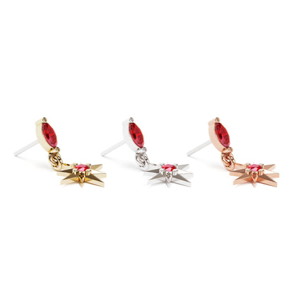 14K Gold Ruby Starburst Dangle Threadless End