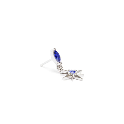 14K Gold Sapphire Starburst Dangle Threadless End
