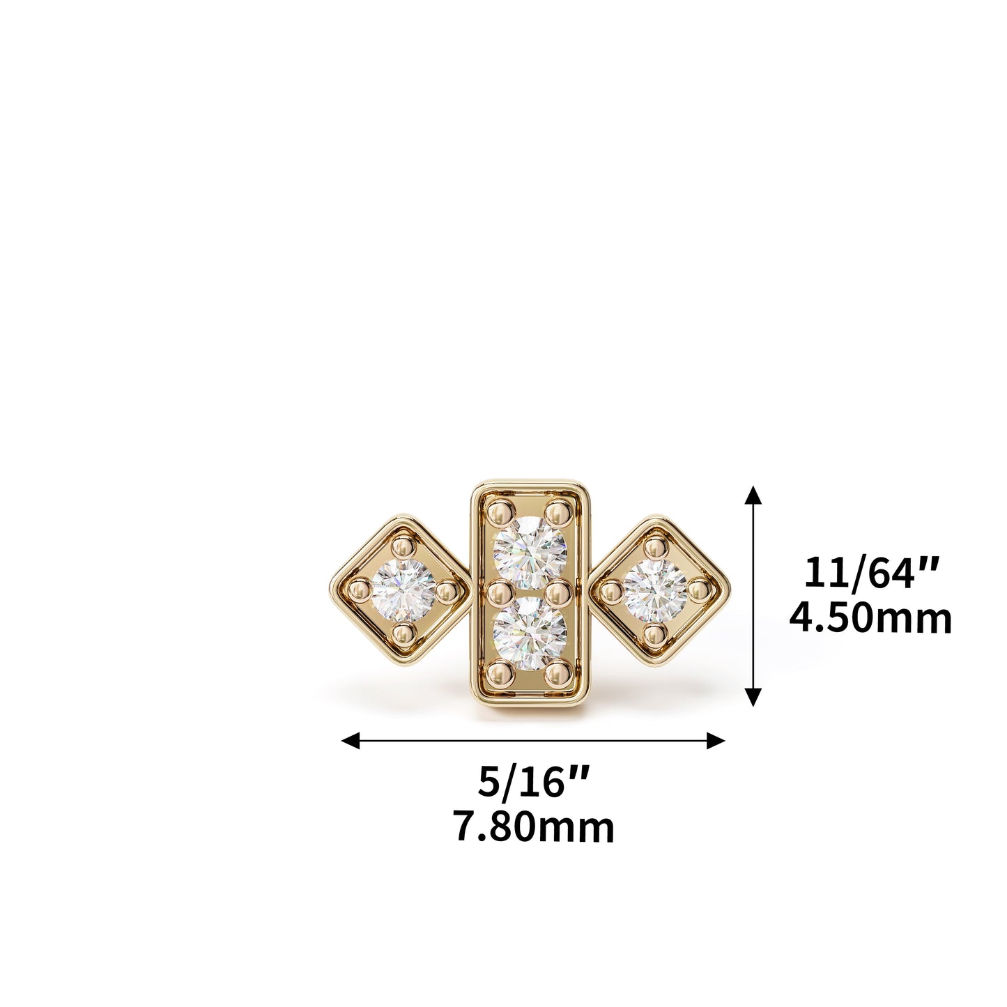 14K Gold Diamond Geometric Threadless End