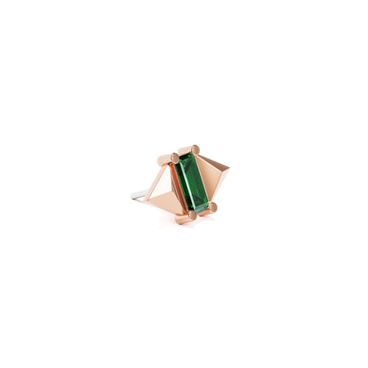 14K Gold Baguette Emerald Pyramid Threadless End