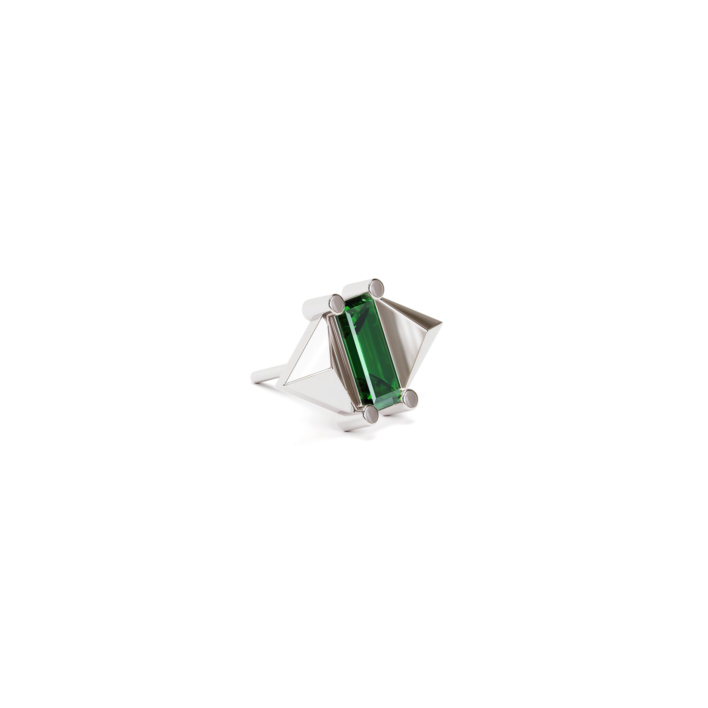 14K Gold Baguette Emerald Pyramid Threadless End