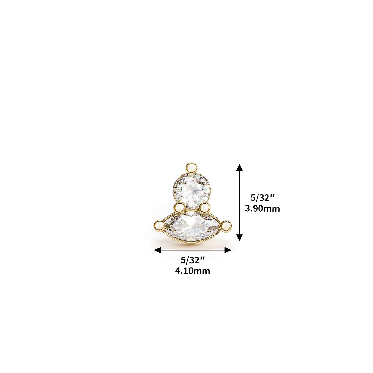 14K Gold Marquise Multi-Shape Diamond Threadless End