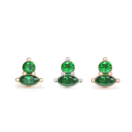 14K Gold Marquise Multi-Shape Emerald Threadless End