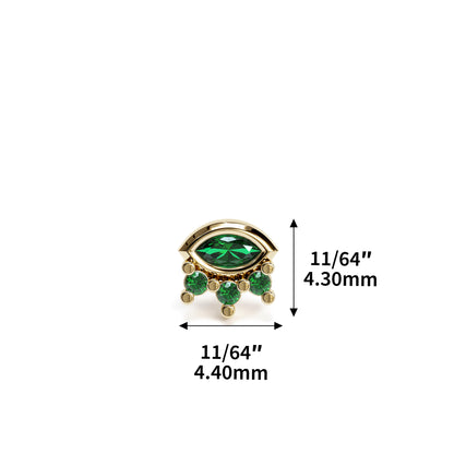 14K Gold Marquise Round Emerald Sunrise Threadless End