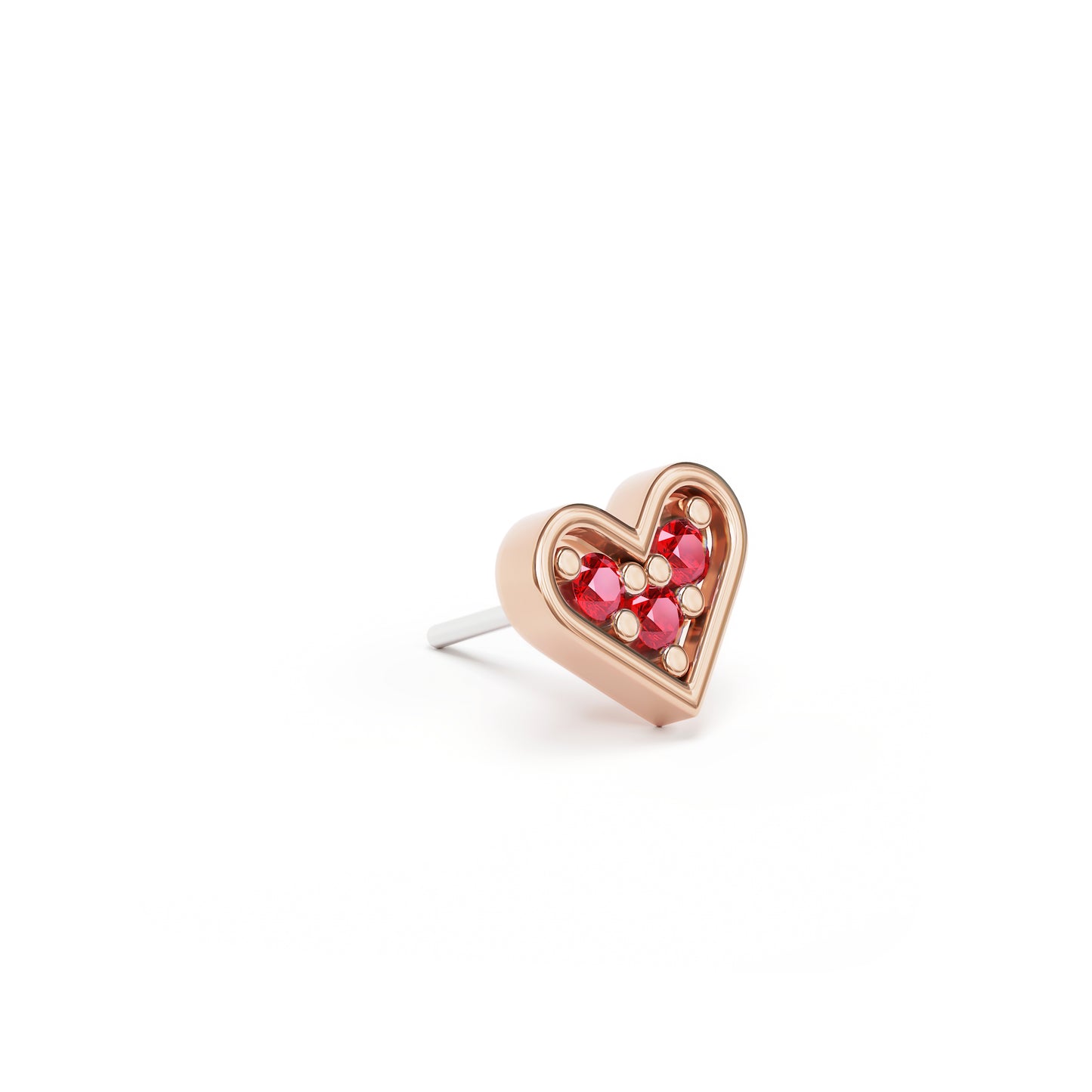 14K Gold Ruby Heart Threadless End