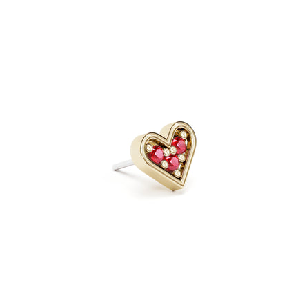 14K Gold Ruby Heart Threadless End