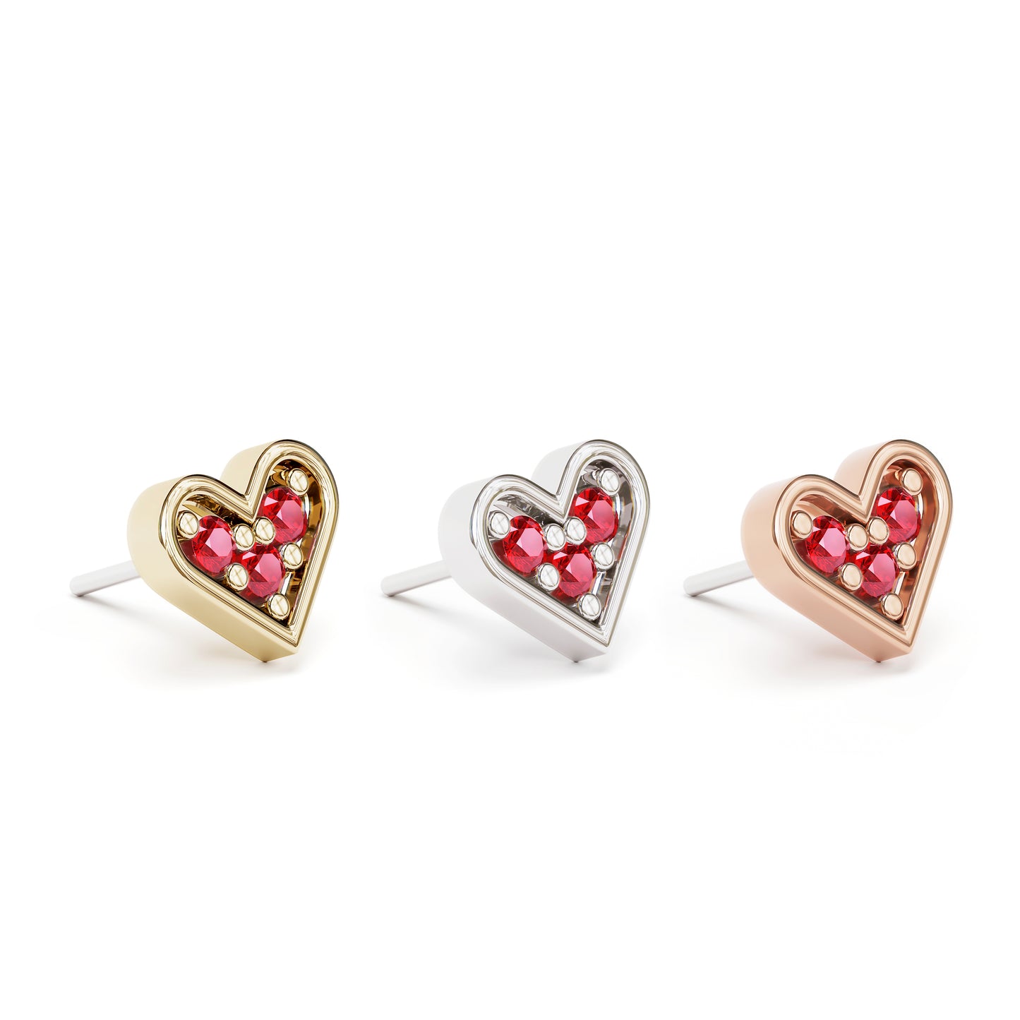 14K Gold Ruby Heart Threadless End